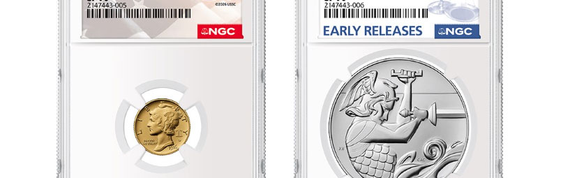 NGC Special Labels and Designations for the Best of the Mint 1916 Mercury Dime Gold Coin and Silver Medal Set
