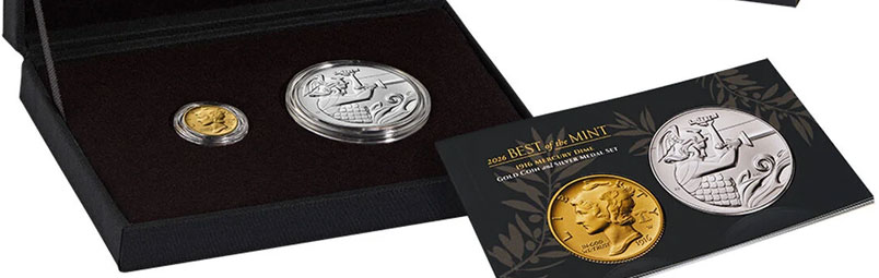 United States Mint Releases Best of the Mint 1916 Mercury Dime Gold Coin and Silver Medal Set